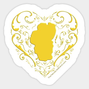 Fancy Lake Tahoe heart gold Sticker